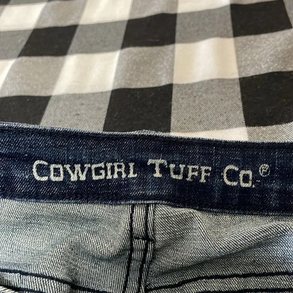 Cowgirl Tuff Livin On The Edge Trouser Jean 35/31 Stretch 2 Tone Boot Flare Fray